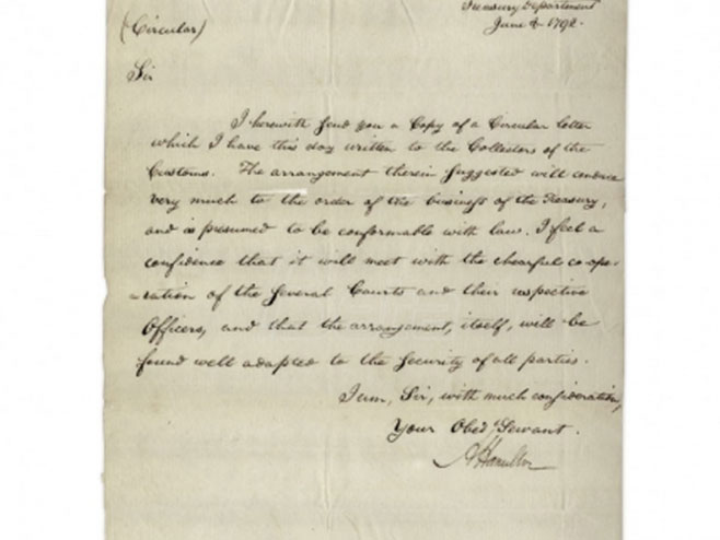 Pisma Aleksandra Hamiltona na  aukciji - Foto: ilustracija