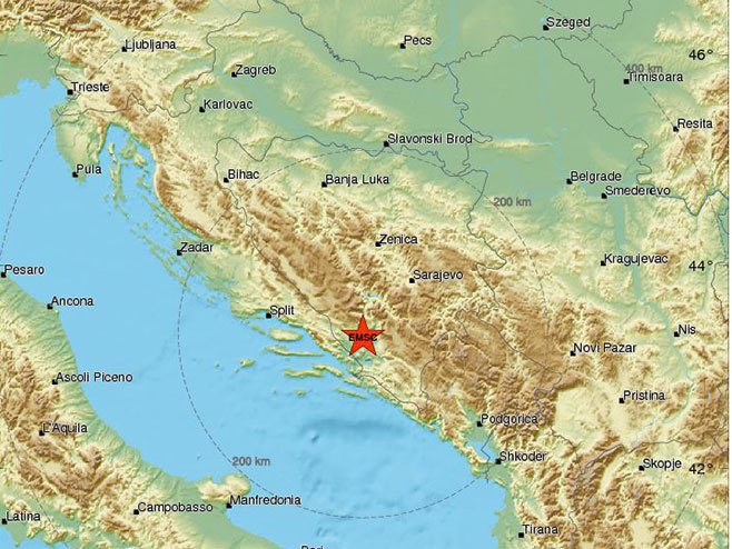 Zemljotres kod Mostara (Foto: www.emsc-csem.org) - 