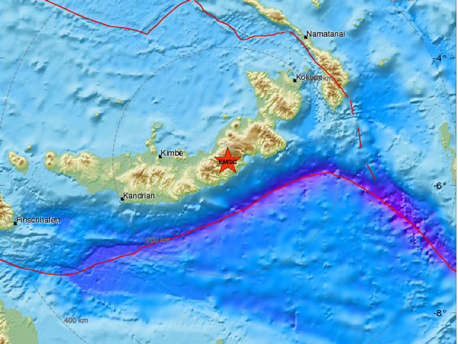 Zemljotres kod Papua Nove Gvineje (Foto: www.emsc-csem.org) - 